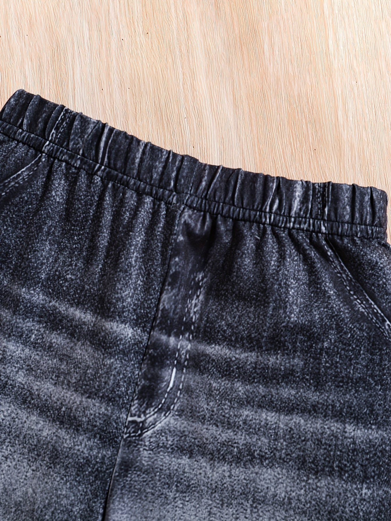 Girls' 2-piece set, fashionable and simple Spring and Autumn style, girls' printed round neck long sleeves+imitation denim bow printed elastic waist pants, comfortable and versatile elementary school students' casual style, P