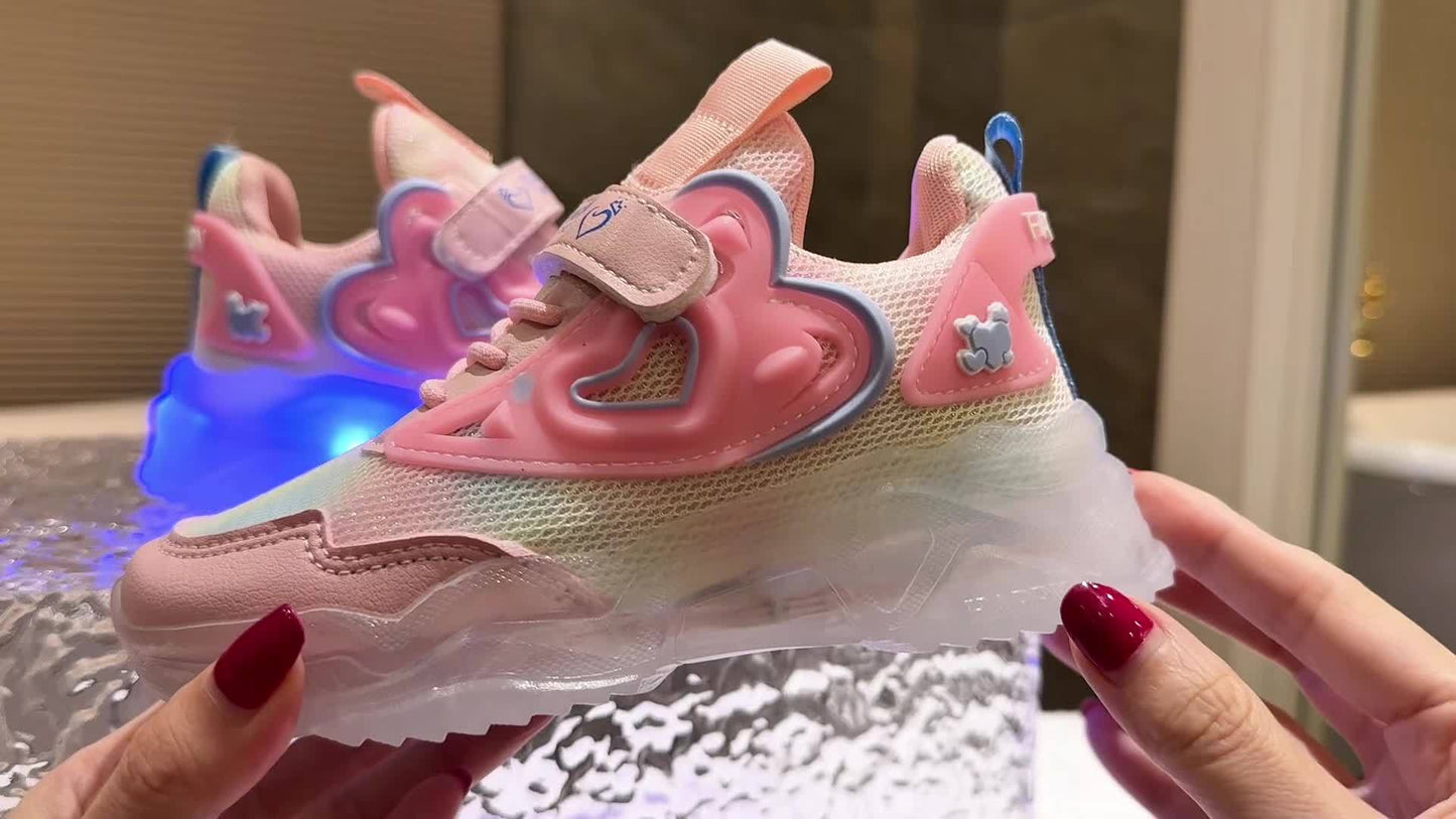 USB- LED Glow-in-the-Dark Sneakers for & - Low-Top Neon Light Shoes with USB, Breathable Mesh & TPR Sole, Magical Closure, Multicolor Glow for Nighttime Play, Running, Dance - Ideal for & (Compatible with USB-C/Cigarette Ligh