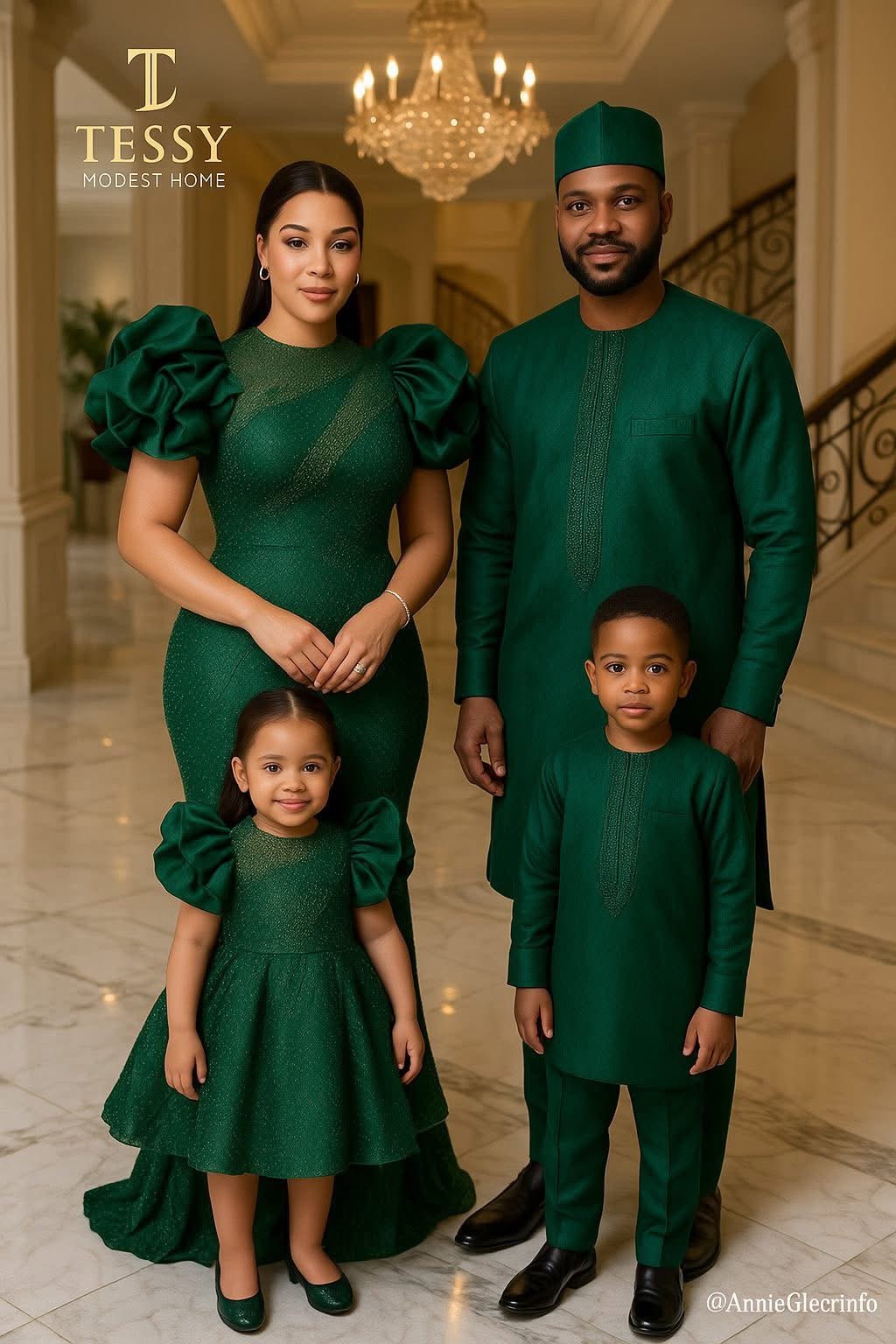 Emerald Elegance | Green Family Celebration Ensemble | Made - to - Order | Tessy Modest Home - Tessy Modest Home
