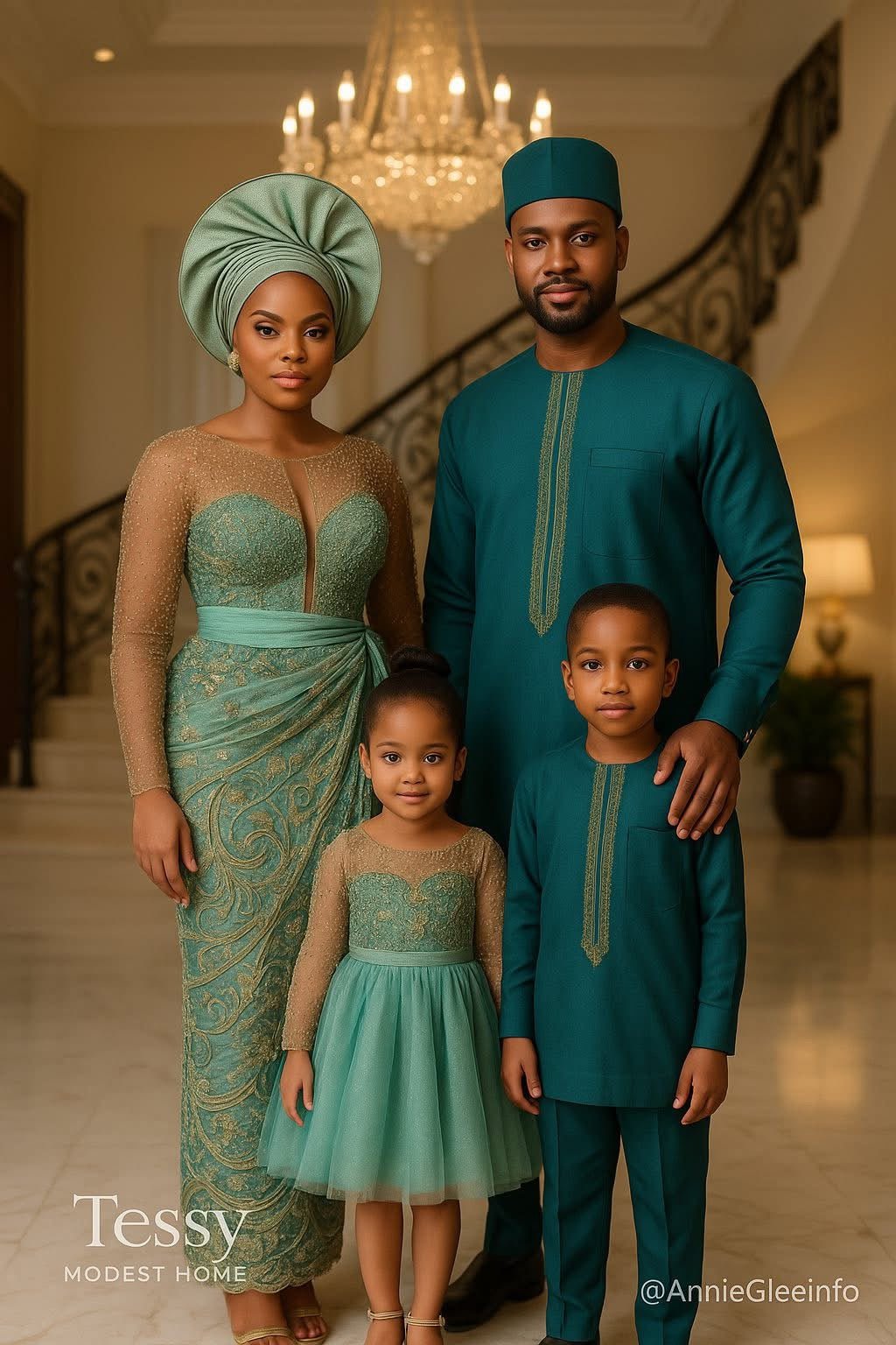 Emerald Glow | Elegant Family Matching Set | Made - to - Order | Tessy Modest Home - Tessy Modest Home