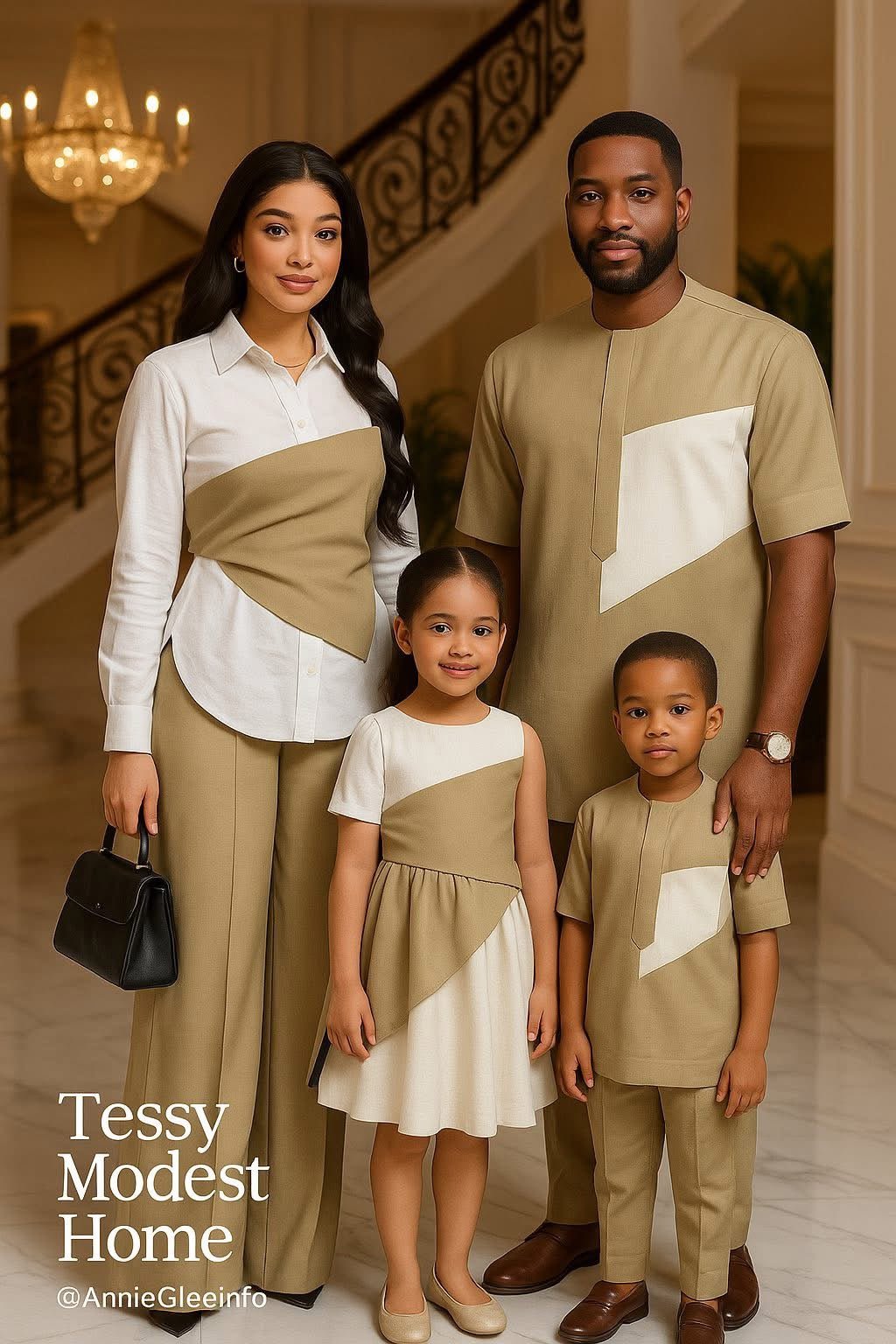 Modern Harmony | Neutral Family Casual Wear Set | Made - to - Order | Tessy Modest Home - Tessy Modest Home
