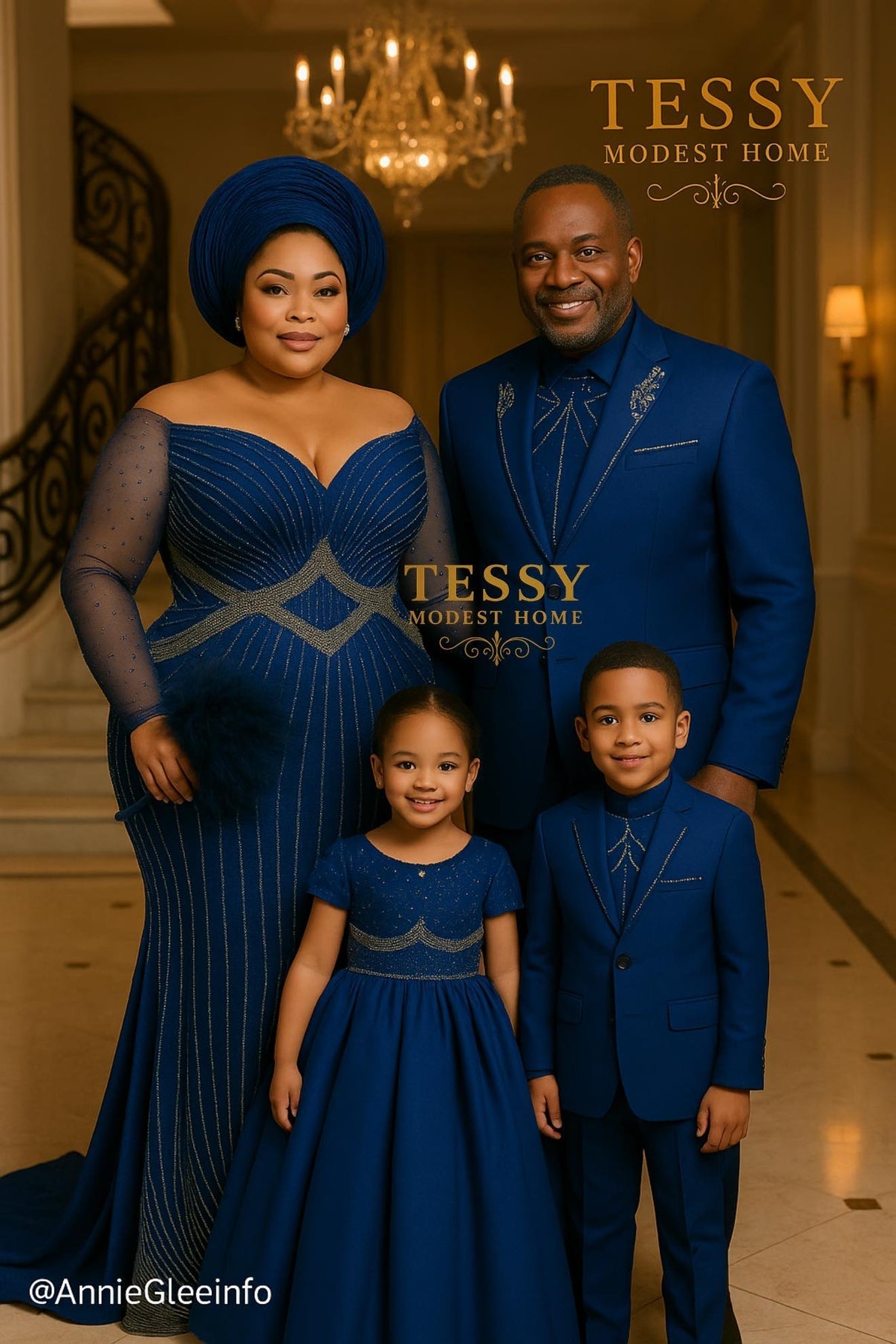 Royal Sapphire Dreams | Embellished Family Outfit Set | Tessy Modest Home - Tessy Modest Home