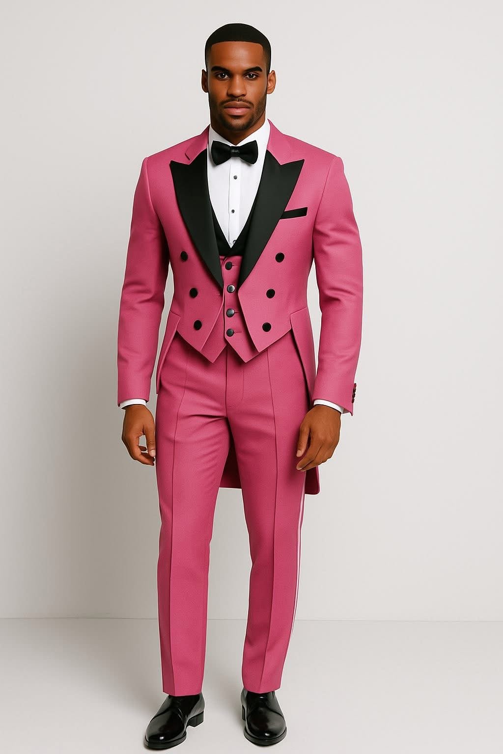 White Tailcoat Tuxedo with Black Lapel | Tessy Modest Home | Made - to - Order Luxury Formalwear - Tessy Modest Home