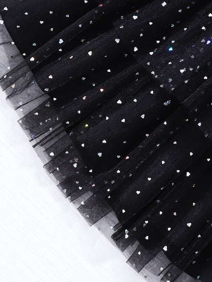 Girls' Casual Fashion Long Sleeve & Mesh Skirt Set for Spring, Autumn, and Winter