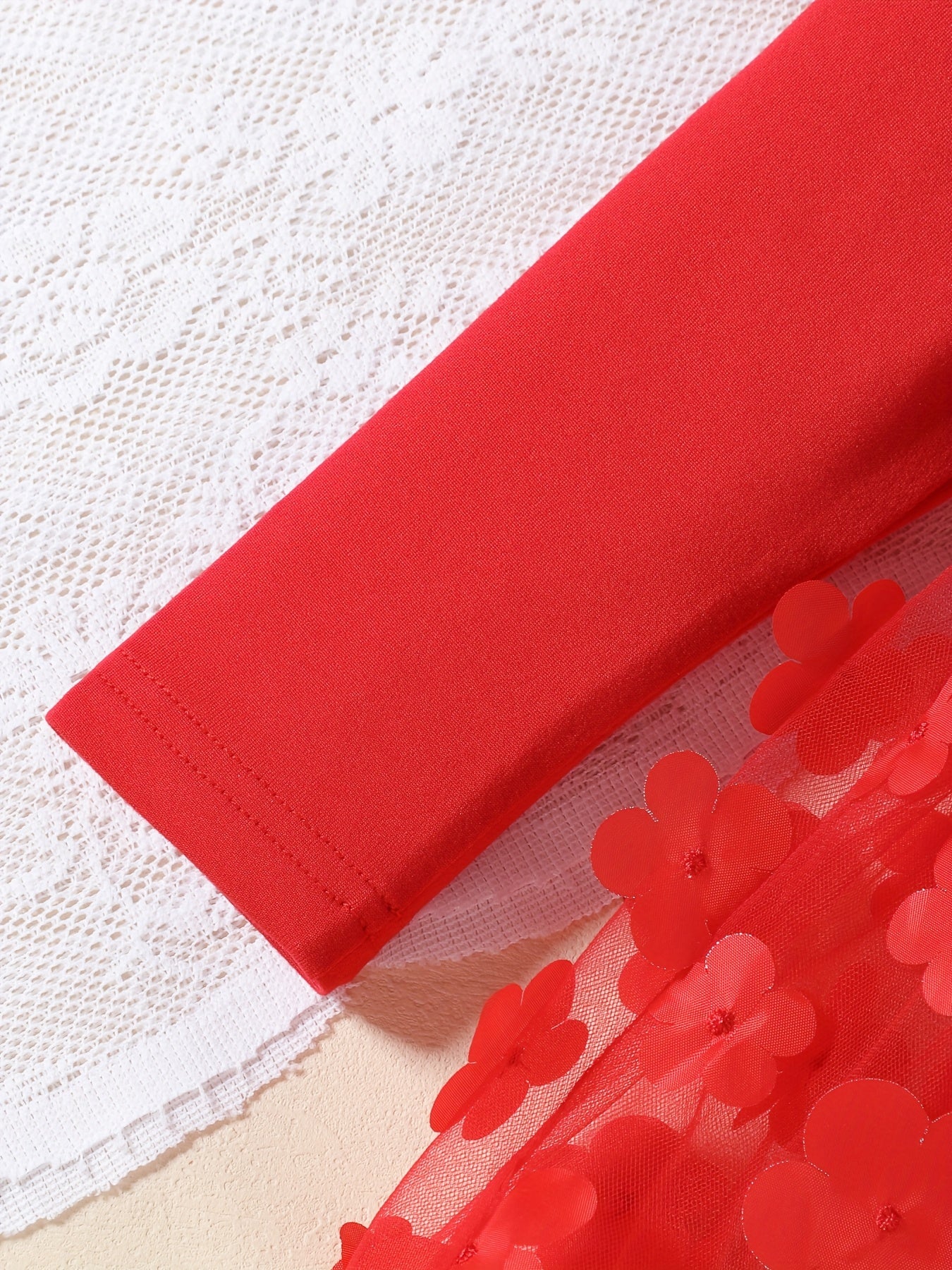 2-Pack Girls' Christmas/Halloween Casual Fashion Dress, Round Neck Bow Tie Patchwork 3D Flower Mesh Long Sleeve + Two-Piece Set with Butterfly Headband - Stretchy Machine Washable Fabric for Newborn Party Gatherings and Outdo