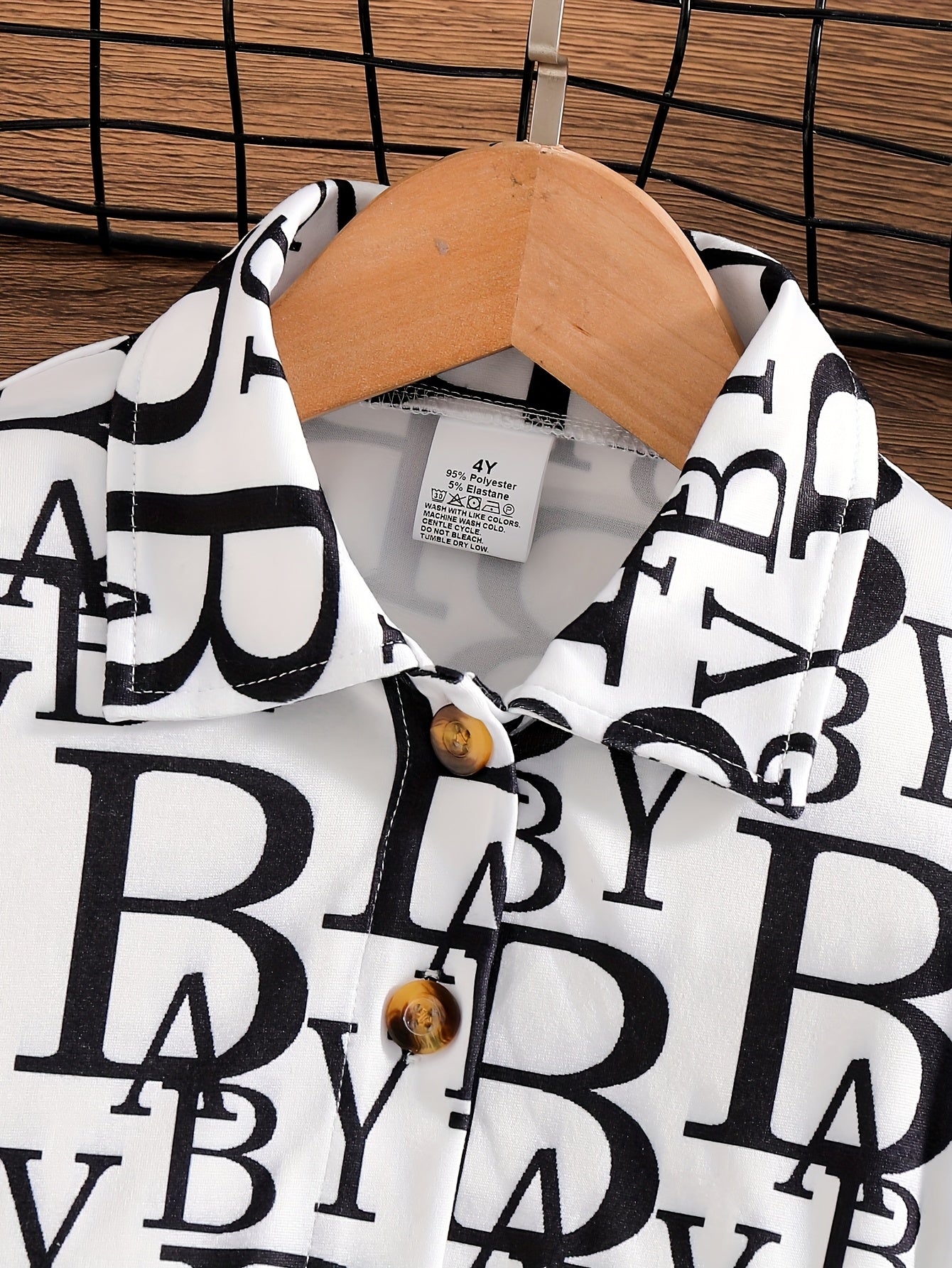 2pcs Set Girls' Trendy Long-Sleeve Shirt + Elastic Waist Mesh Skirt Spring/Autumn Fashion Street Style Letter Print Shirt with Bow Detail Short Dress Two-Piece Flounce Collar Button-Up Cardigan Puff Sleeve Princess Dress Soft