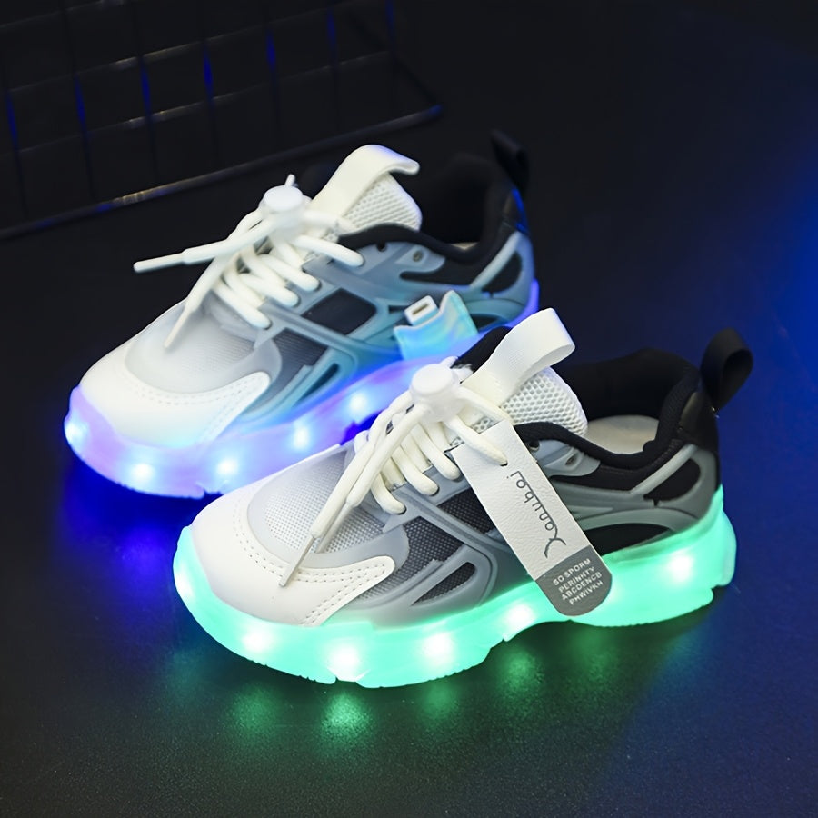 GUANGLAN LED Glow in the Dark Shoes for Kids - USB-Rechargeable Lighting, Low-Top Running Shoes with Lithium-Polymer Battery, Non-Slip TPR Sole - Glow-in-the-Dark Athletic Sneakers for Boys & Girls (Toddlers to Teens) - Ideal
