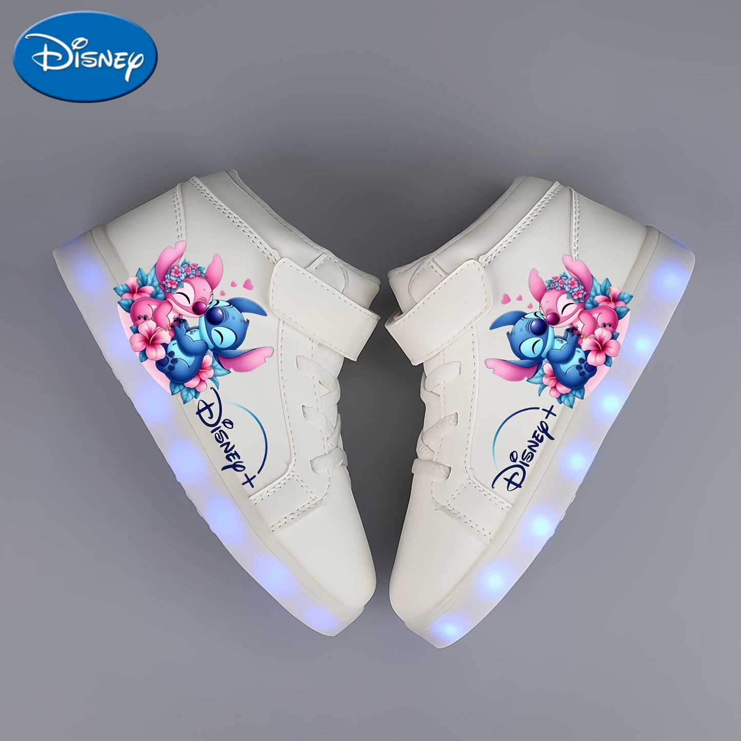 A Pair of Stylish And Cool Shoes for The Back-To-School Season Featuring Disney 2D Cartoon Prints, USB Rechargeable Glowing Shoes, Colorful Night Light Shoes, Breathable And Lightweight, Glowing White Shoes Suitable for Outdo