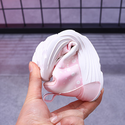 Girls' Glowing Lights Shoes with -Free Heel Strap - Sparkling Princess Sneakers, Cute Bear & Pink Bow Design, Low-Top Lace-Like Closure (No Laces), PU/PVC/ Sole for 1-6 Years - All-Season Running & Party Shoes, Cheer Shoes, C