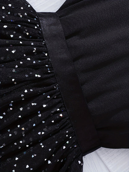 Girls' Casual Fashion Long Sleeve & Mesh Skirt Set for Spring, Autumn, and Winter