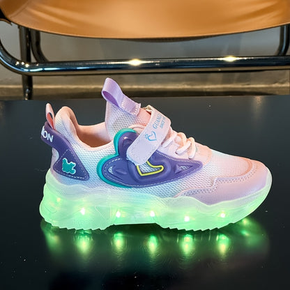 USB- LED Glow-in-the-Dark Sneakers for & - Low-Top Neon Light Shoes with USB, Breathable Mesh & TPR Sole, Magical Closure, Multicolor Glow for Nighttime Play, Running, Dance - Ideal for & (Compatible with USB-C/Cigarette Ligh