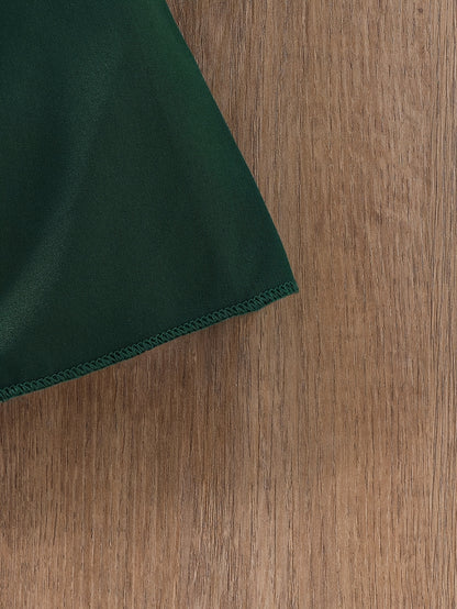 Summer Two-Piece Set for Girls Aged 2 Years, Featuring a Solid Color Woven Casual Dress with Lace Trim And a Matching Belt.