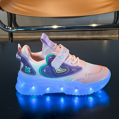 USB- LED Glow-in-the-Dark Sneakers for & - Low-Top Neon Light Shoes with USB, Breathable Mesh & TPR Sole, Magical Closure, Multicolor Glow for Nighttime Play, Running, Dance - Ideal for & (Compatible with USB-C/Cigarette Ligh