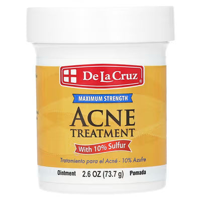 De La Cruz, Acne Treatment Ointment with 10% Sulphur, Maximum Strength, 2.6 oz (73.7 g)