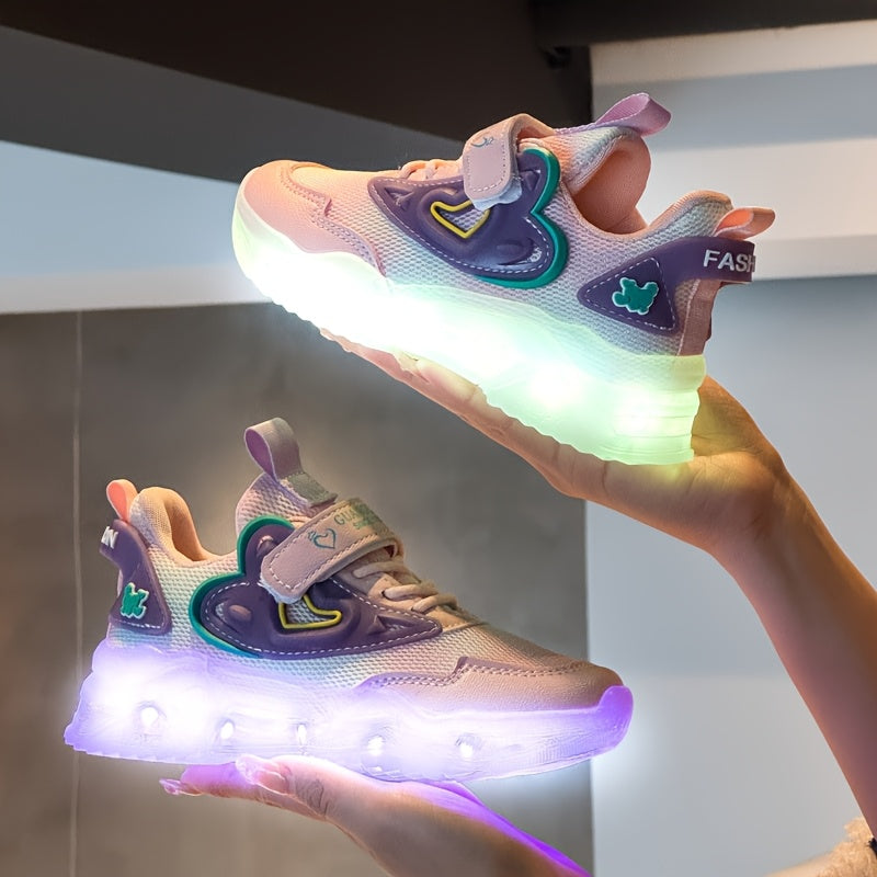 USB- LED Glow-in-the-Dark Sneakers for & - Low-Top Neon Light Shoes with USB, Breathable Mesh & TPR Sole, Magical Closure, Multicolor Glow for Nighttime Play, Running, Dance - Ideal for & (Compatible with USB-C/Cigarette Ligh