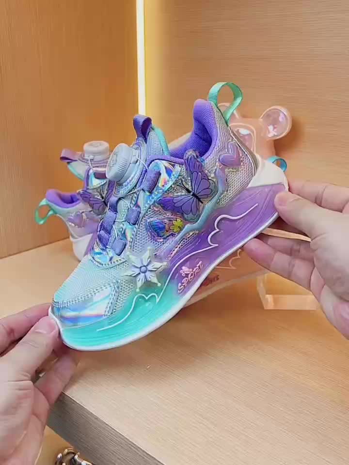 Girls' Shoes, Mesh Casual Sneakers for Students, Fashionable and Cute Adjustable Hook-and-Loop -Slip Sole School Shoes, Kids' Running Outdoor Footwear Suitable for Daily Use in All Seasons, Kids Running Shoes, Campus Footwear