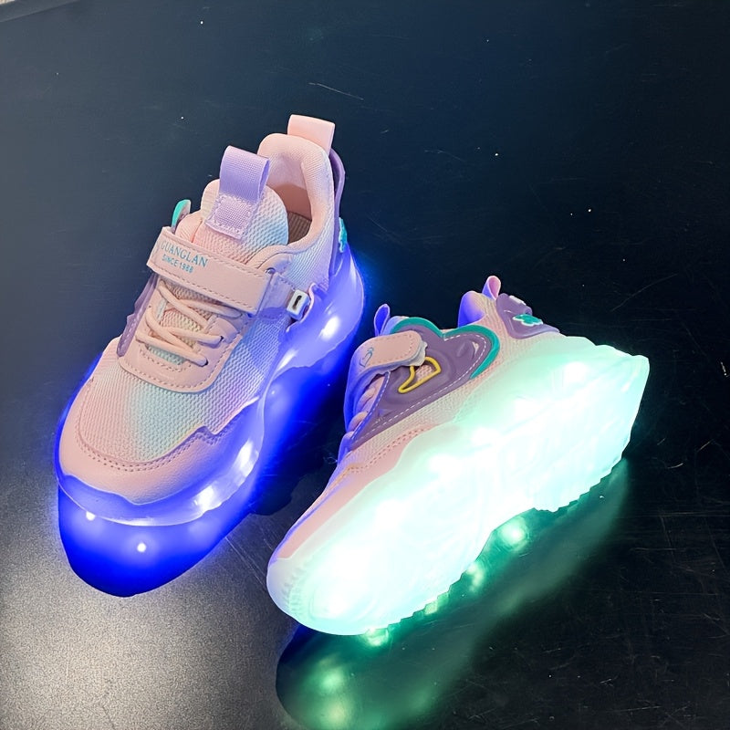 USB- LED Glow-in-the-Dark Sneakers for & - Low-Top Neon Light Shoes with USB, Breathable Mesh & TPR Sole, Magical Closure, Multicolor Glow for Nighttime Play, Running, Dance - Ideal for & (Compatible with USB-C/Cigarette Ligh