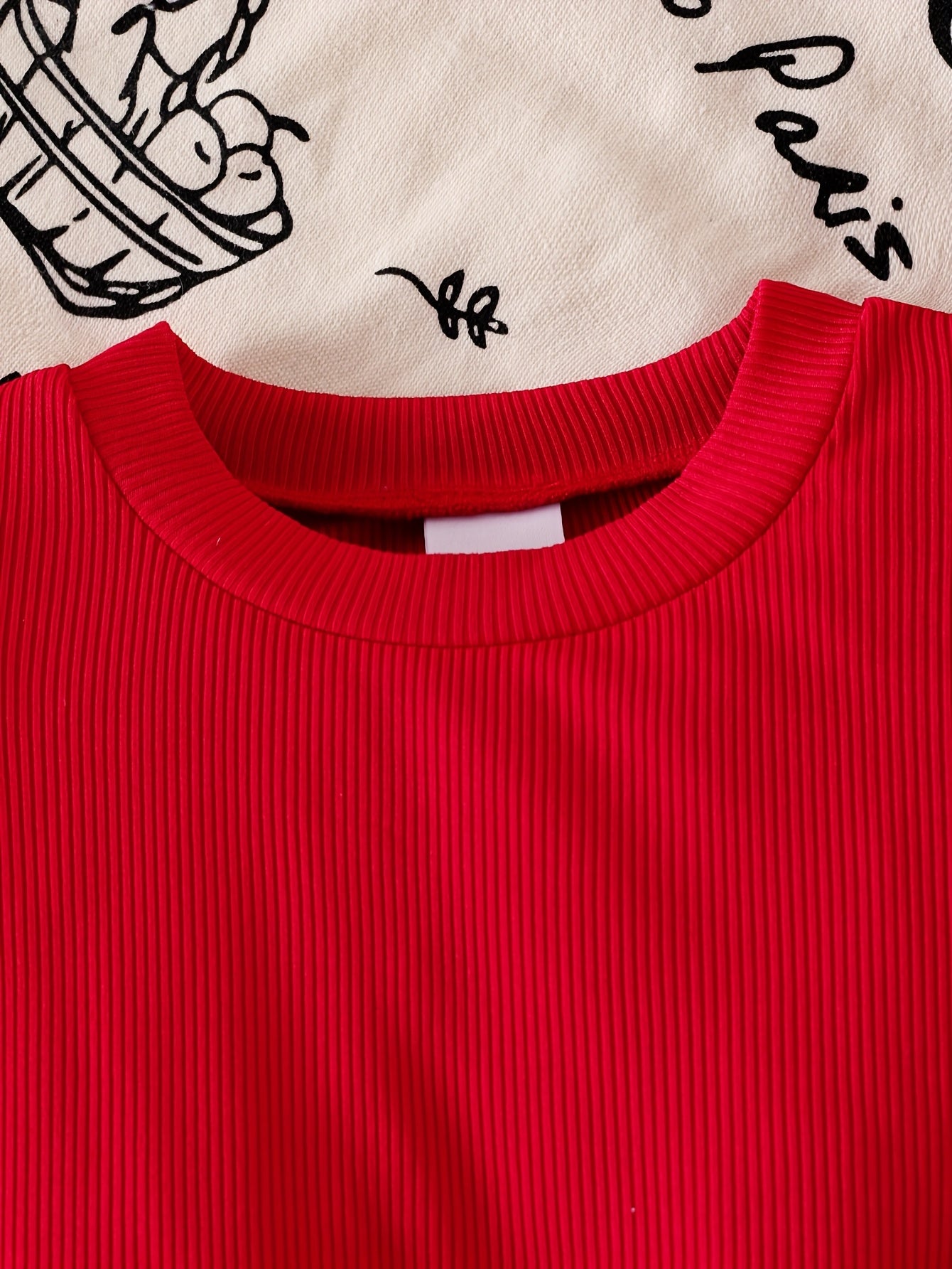 Girls' Red Bubble Long Sleeve Top and Double Bow Red Plaid Skirt with Hat Casual Performance Outfit Three-Piece Set, Perfect for Outdoor, Perfect for, Christmas Clothes Kids