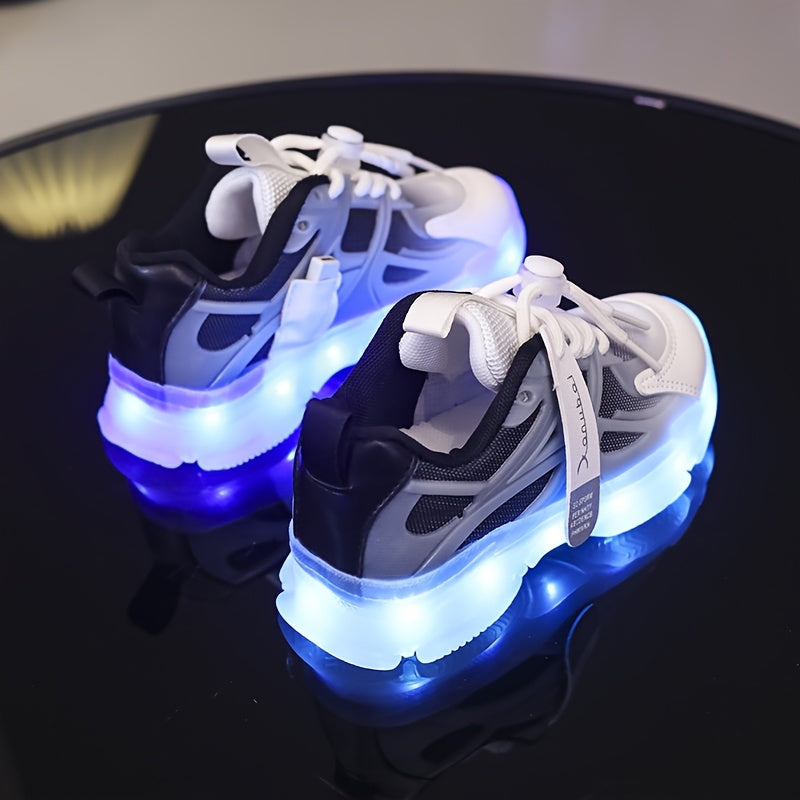 GUANGLAN LED Glow in the Dark Shoes for Kids - USB-Rechargeable Lighting, Low-Top Running Shoes with Lithium-Polymer Battery, Non-Slip TPR Sole - Glow-in-the-Dark Athletic Sneakers for Boys & Girls (Toddlers to Teens) - Ideal