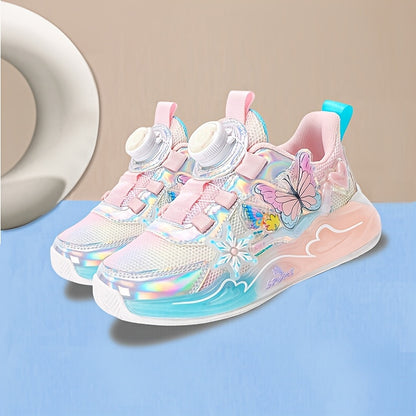 Girls' Shoes, Mesh Casual Sneakers for Students, Fashionable and Cute Adjustable Hook-and-Loop -Slip Sole School Shoes, Kids' Running Outdoor Footwear Suitable for Daily Use in All Seasons, Kids Running Shoes, Campus Footwear