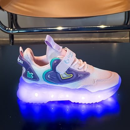 USB- LED Glow-in-the-Dark Sneakers for & - Low-Top Neon Light Shoes with USB, Breathable Mesh & TPR Sole, Magical Closure, Multicolor Glow for Nighttime Play, Running, Dance - Ideal for & (Compatible with USB-C/Cigarette Ligh