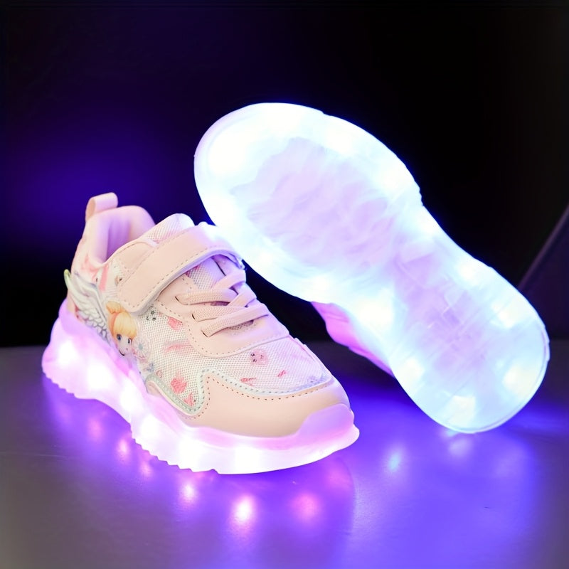 GUANGLAN LED Glow-in-the-Dark Shoes for Kids - USB/Polymer Battery-Powered Lighting, Magical Glow in Dark, Low-Top Sneakers with Cushioned TPR Sole - Girls' & Boys' Running, Dance, Everyday Shoes - Safe LED Lighting System fo