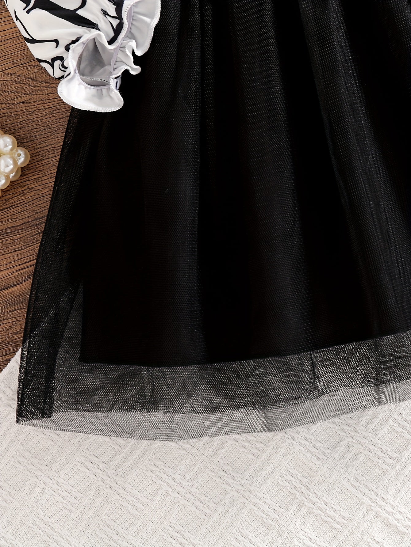 2pcs Set Girls' Trendy Long-Sleeve Shirt + Elastic Waist Mesh Skirt Spring/Autumn Fashion Street Style Letter Print Shirt with Bow Detail Short Dress Two-Piece Flounce Collar Button-Up Cardigan Puff Sleeve Princess Dress Soft