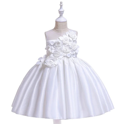 Elegant Party Flower Girls Dress Evening Costume Bow Wedding Princess Dresses Girl Summer Birthday Bridesmaid Prom Gown Vestido