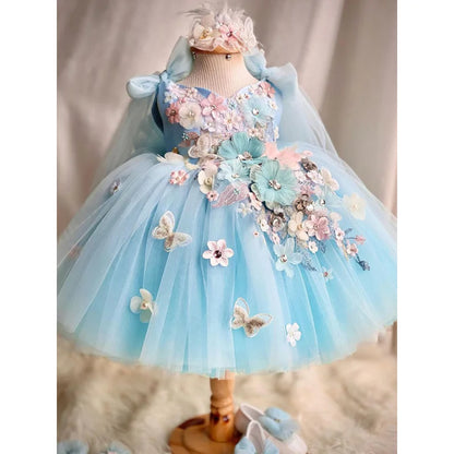 New Butterfly Flower First Birthday Dress