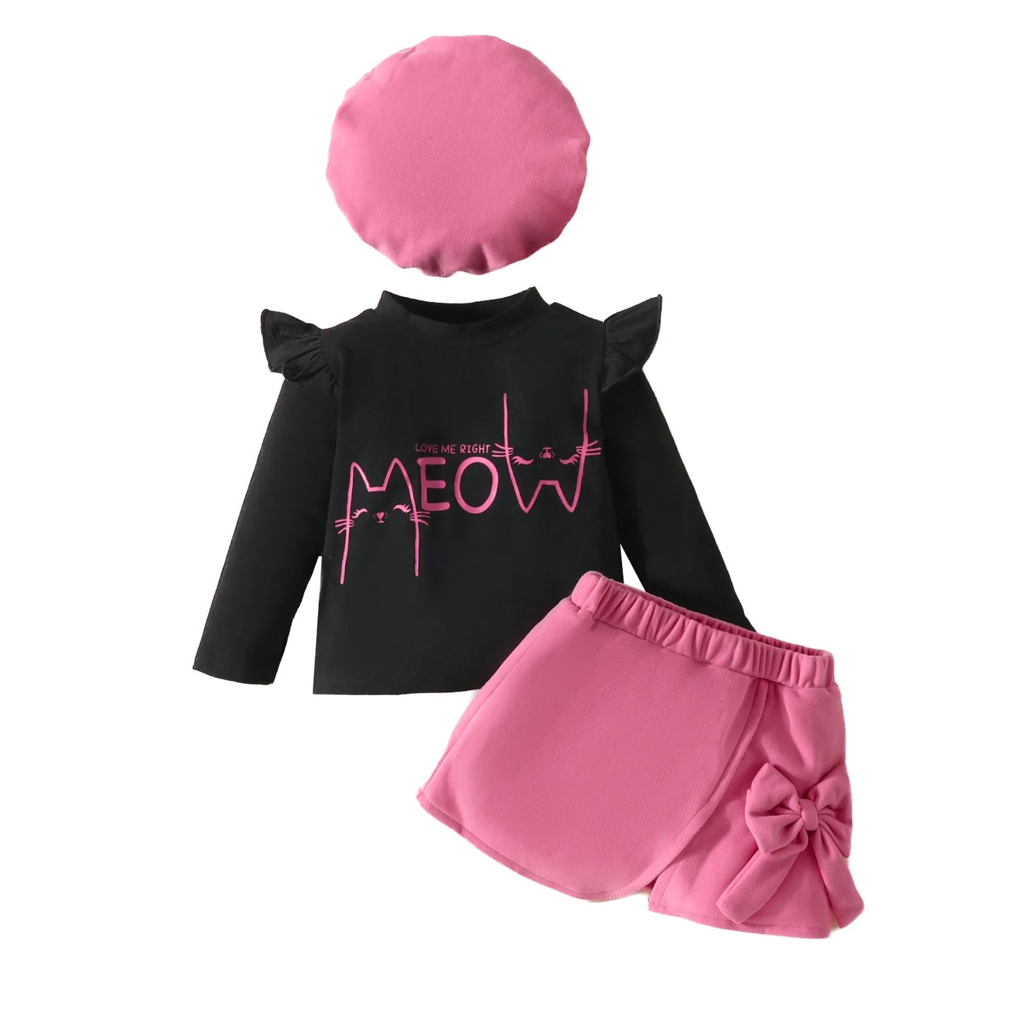 Baby Girls Clothes New Year Set 0-3Y Long Sleeve Big Bow Top Irregular Skirt and Beret 3Pcs Toddler Christmas Clothes