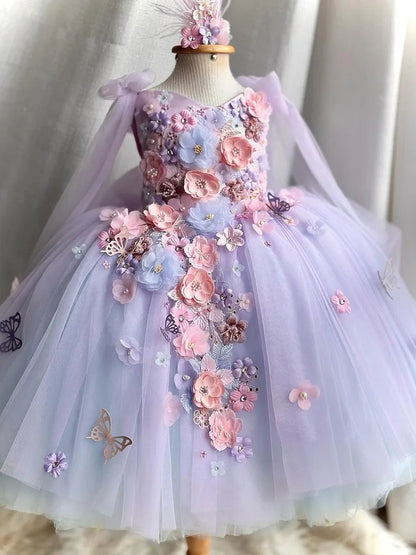 New Butterfly Flower First Birthday Dress