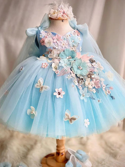 New Butterfly Flower First Birthday Dress