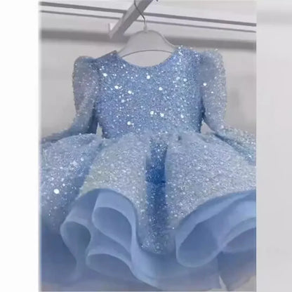 0-12years old fashionable lace fluffy dress