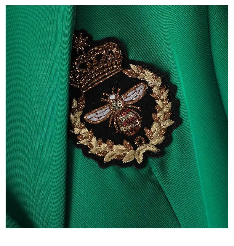 Green Suit Set 2025 New Spring Autumn Long sleeved Suit Jacket Top+Skirt Fashion Slim Temperament Two-piece Clothing Sets