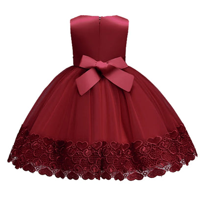 2023 Summer Girls Dress Lace Applique Flower Girl Party Dresses Children Costume 2-10 Years Kids Wedding Princess Birthday Dress