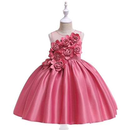 Elegant Party Flower Girls Dress Evening Costume Bow Wedding Princess Dresses Girl Summer Birthday Bridesmaid Prom Gown Vestido