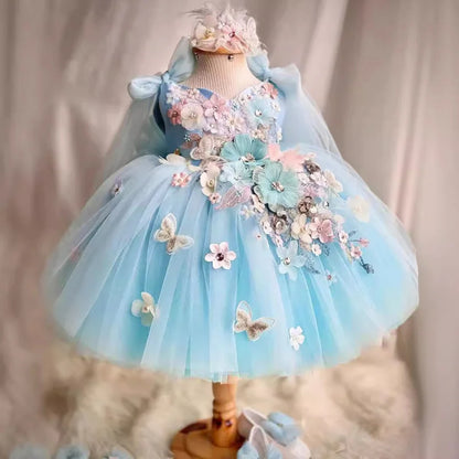 New Butterfly Flower First Birthday Dress