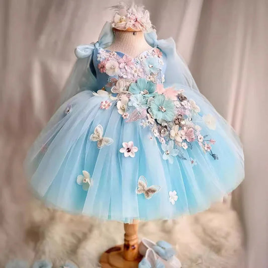 New Butterfly Flower First Birthday Dress