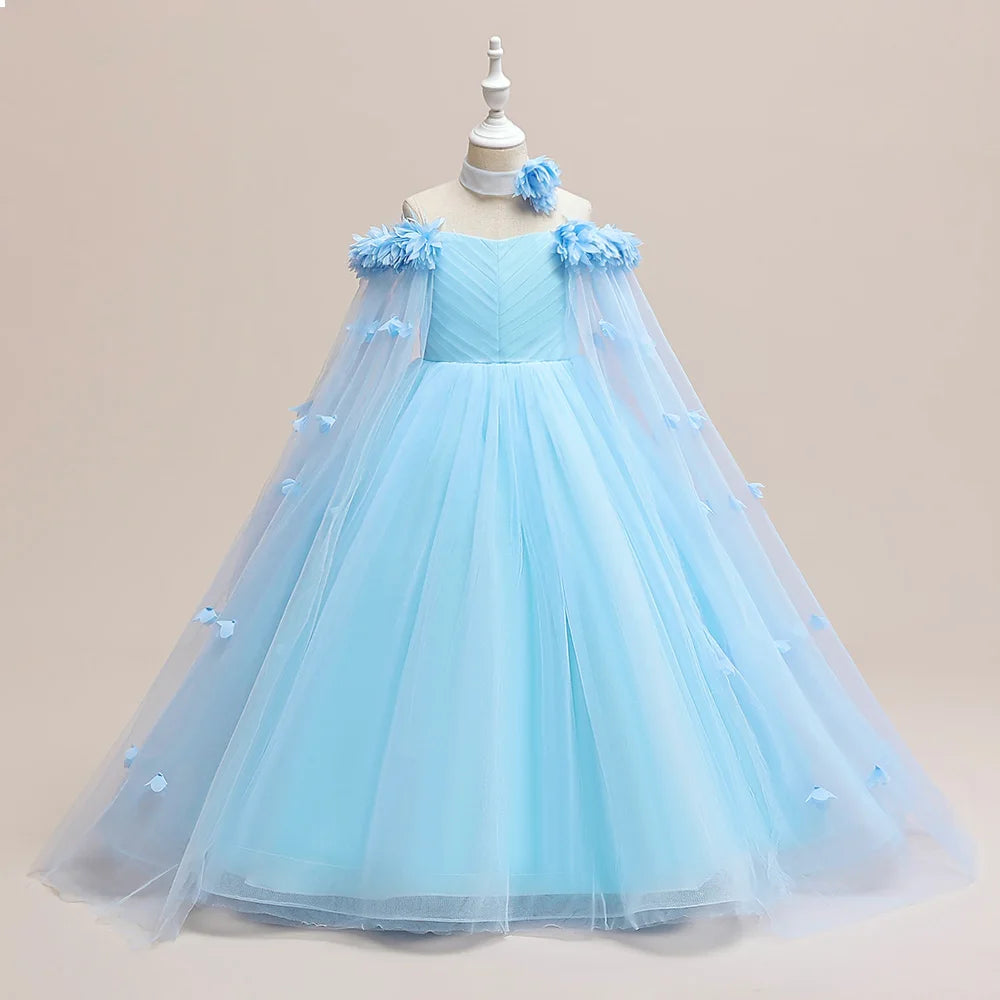 New Fashion Blue Flower Girl Dresses