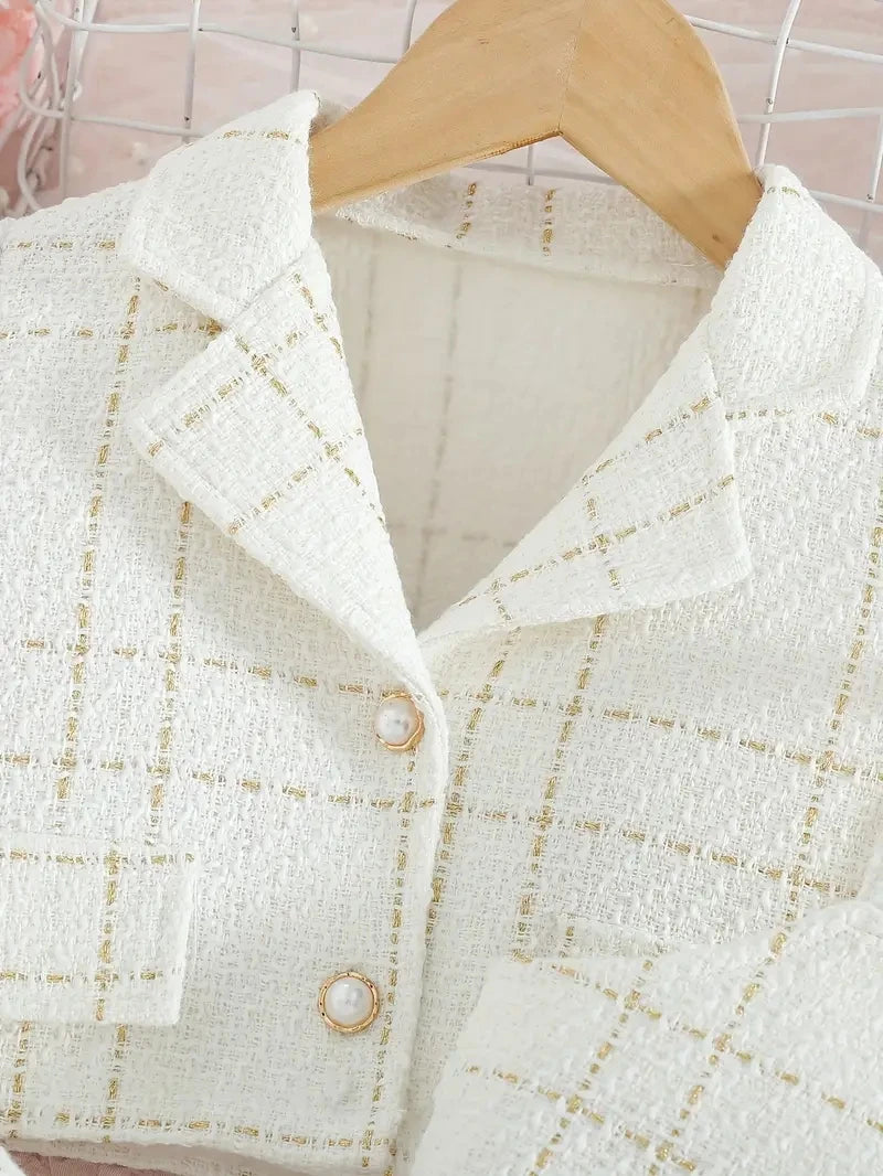 Girls' Fall/Winter Clothes Set Long Sleeve Jacket + Suspender Dress For Parties Outdoor Summer Children Outfits For 3 4 5 6 7 8Y