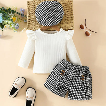 Baby Girls Clothes New Year Set 0-3Y Long Sleeve Big Bow Top Irregular Skirt and Beret 3Pcs Toddler Christmas Clothes