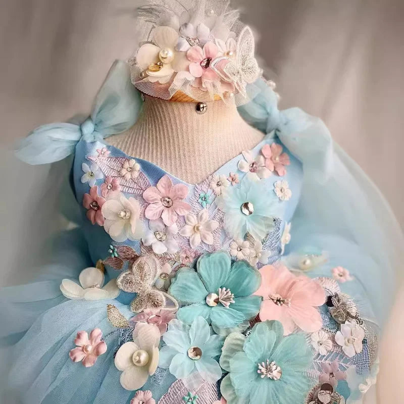 New Butterfly Flower First Birthday Dress