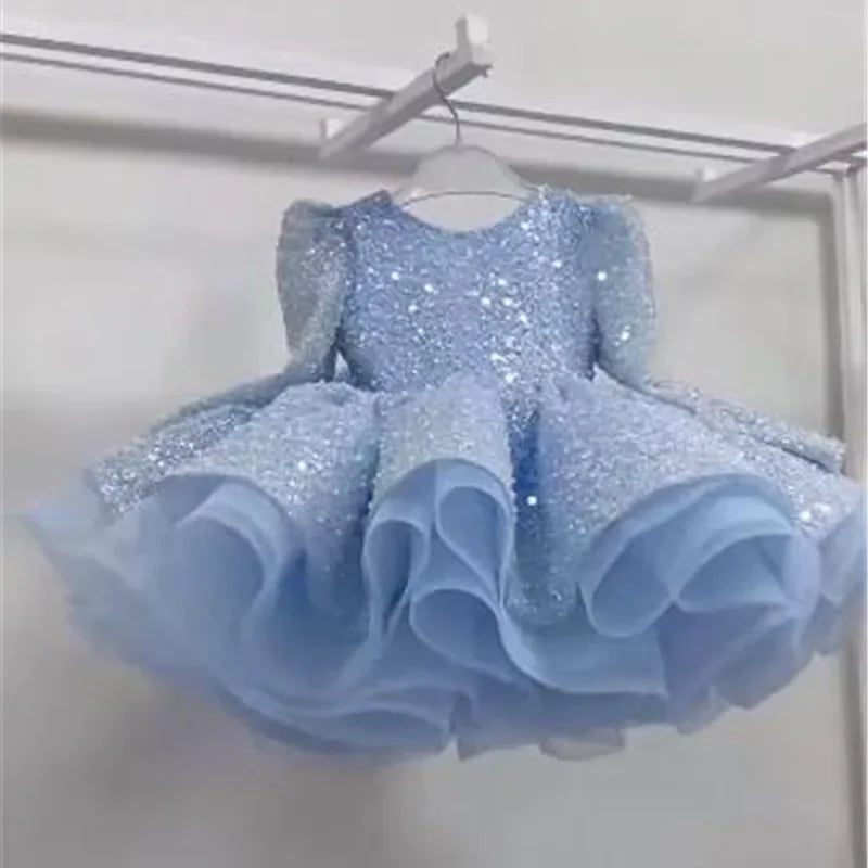 0-12years old fashionable lace fluffy dress