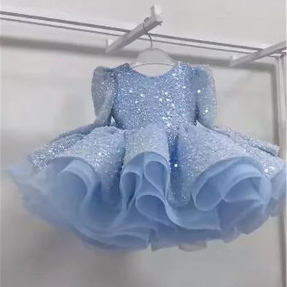 0-12years old fashionable lace fluffy dress