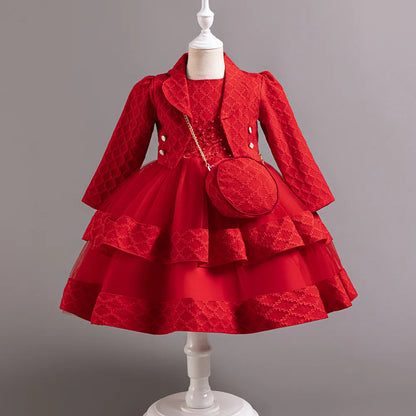 Autumn Fashion 2 Sets Long Sleeve Beading Girls Dress