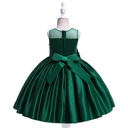 Elegant Party Flower Girls Dress Evening Costume Bow Wedding Princess Dresses Girl Summer Birthday Bridesmaid Prom Gown Vestido