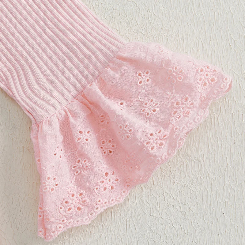 ma&baby 0-18M Newborn Infant Toddler Baby Girls Clothes Sets Long Sleeves Romper Denim Flare Pants Fall Spring Clothing