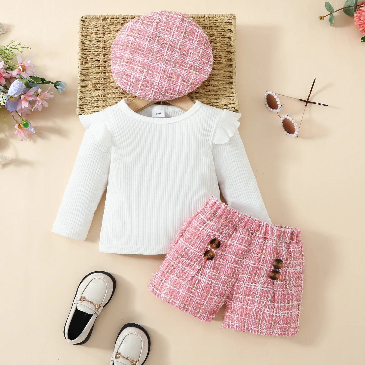 Baby Girls Clothes New Year Set 0-3Y Long Sleeve Big Bow Top Irregular Skirt and Beret 3Pcs Toddler Christmas Clothes