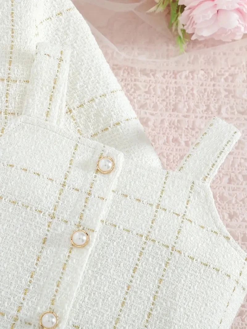 Girls' Fall/Winter Clothes Set Long Sleeve Jacket + Suspender Dress For Parties Outdoor Summer Children Outfits For 3 4 5 6 7 8Y