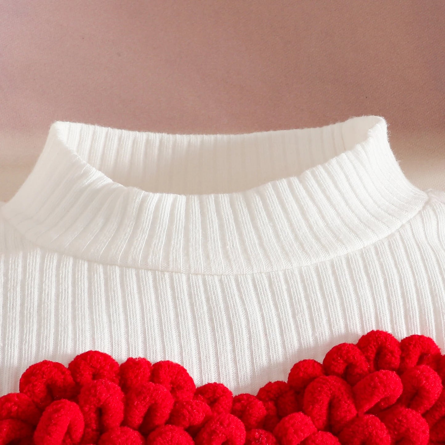 Pudcoco Toddler Baby Girl Fall Outfit Heart Mock Neck Long Sleeve Tops with 3D Flower Mini A Line Skirt 2Pcs Set 6M-4T